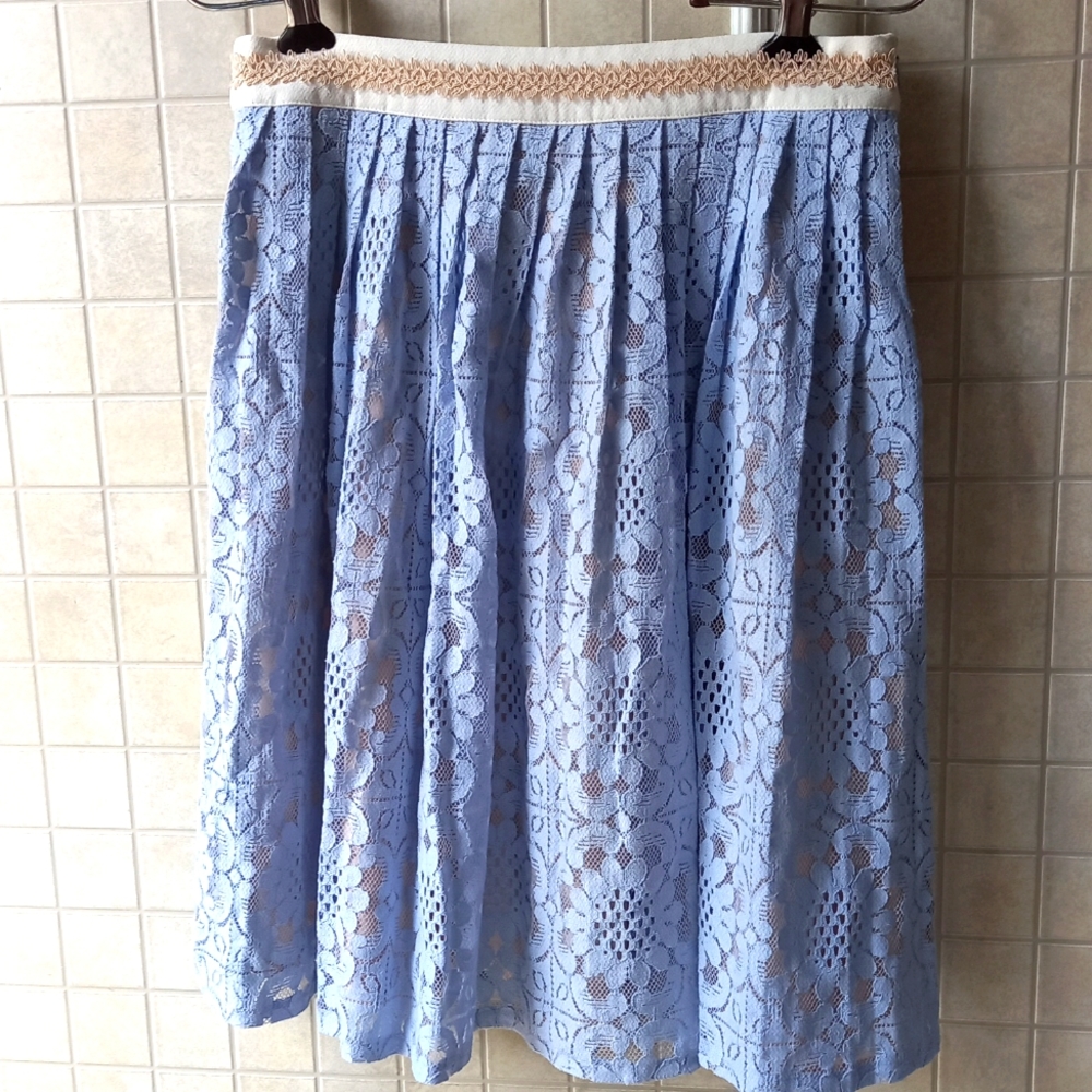English Factory blue lace midi skirt